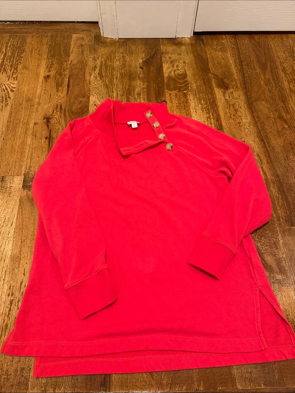 J. Crew Bright Pink Button-Shoulder Pullover Sweatshirt